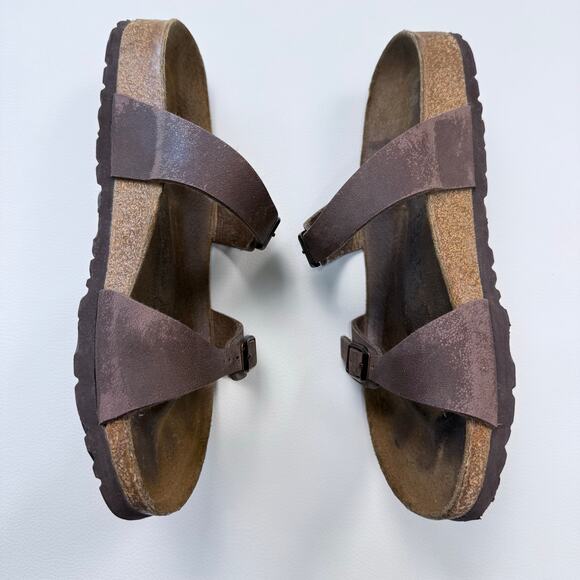Birki's‎ by Birkenstock Tahiti Brown Double Strap Sandals EU 39 US 8 Narrow - Picture 4 of 10